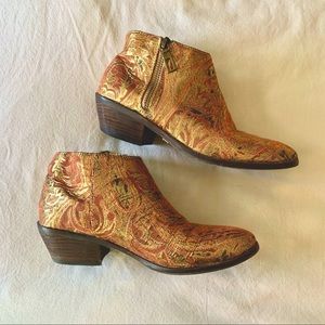 Very Volatile Metallic Brocade Ankle Boots